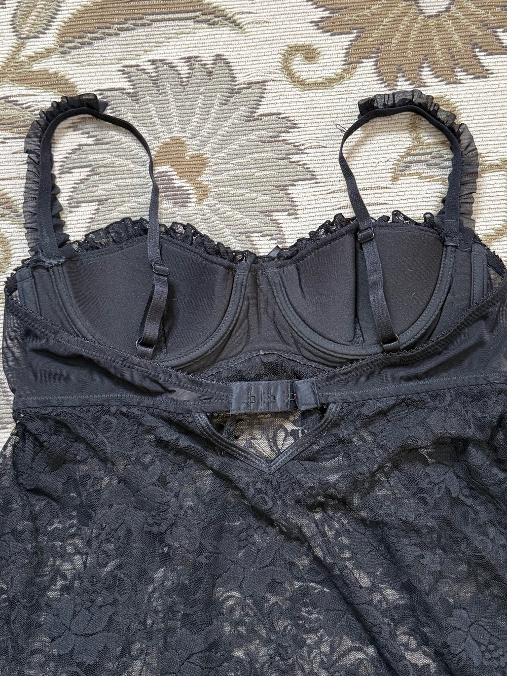 Vintage Fredericks of Hollywood Lace Top Babydoll Cami Lingerie S Small - Picture 3 of 7